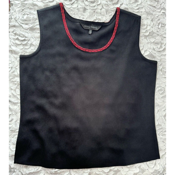 Ming Wang 2 Piece Set Womens Medium Red And Black Studded Tank Jacket Set Knit - Picture 4 of 14